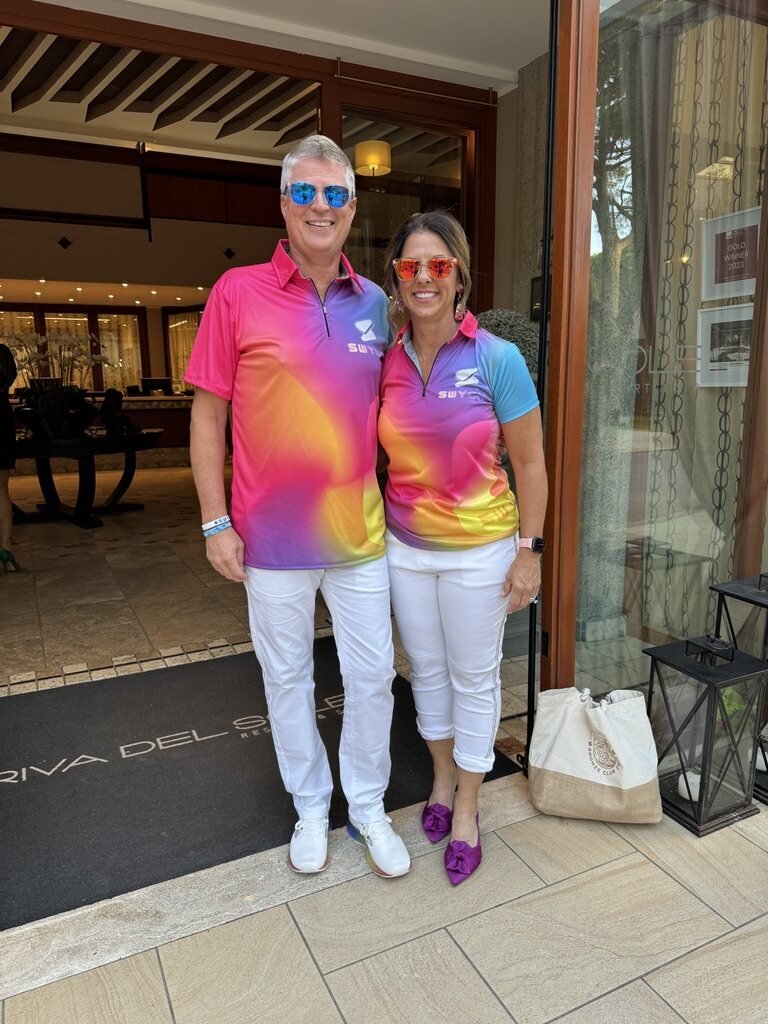 Mark and Jeanine in SWYCH gear in Italy