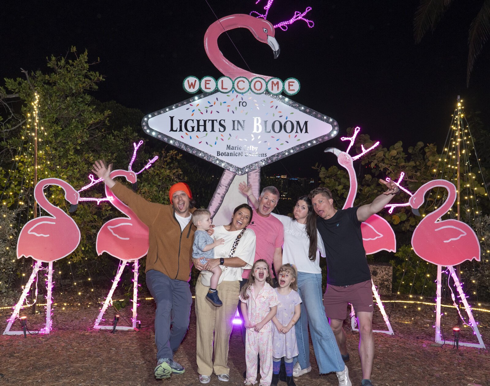 McCool family at Lights in Bloom in Sarasota